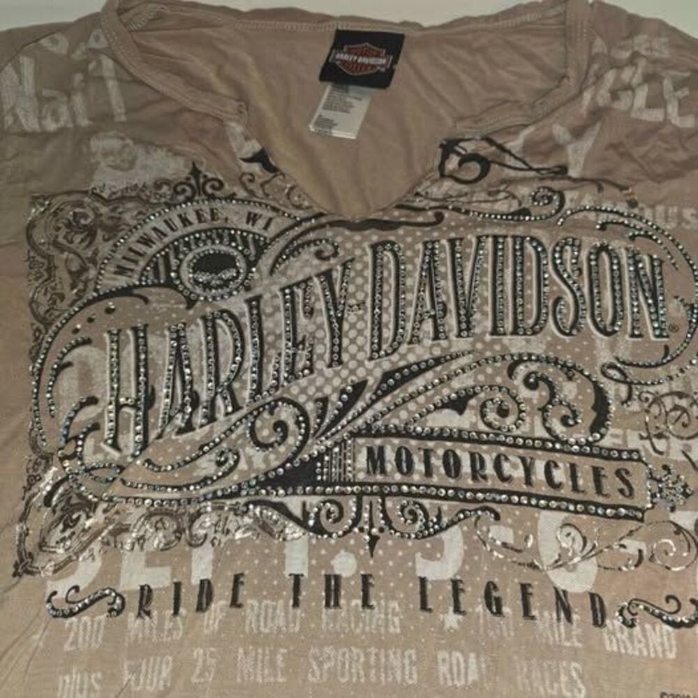 Harley-Davidson Women’s Large Rhinestone “Ride The Legend” Top - Picture 2 of 6